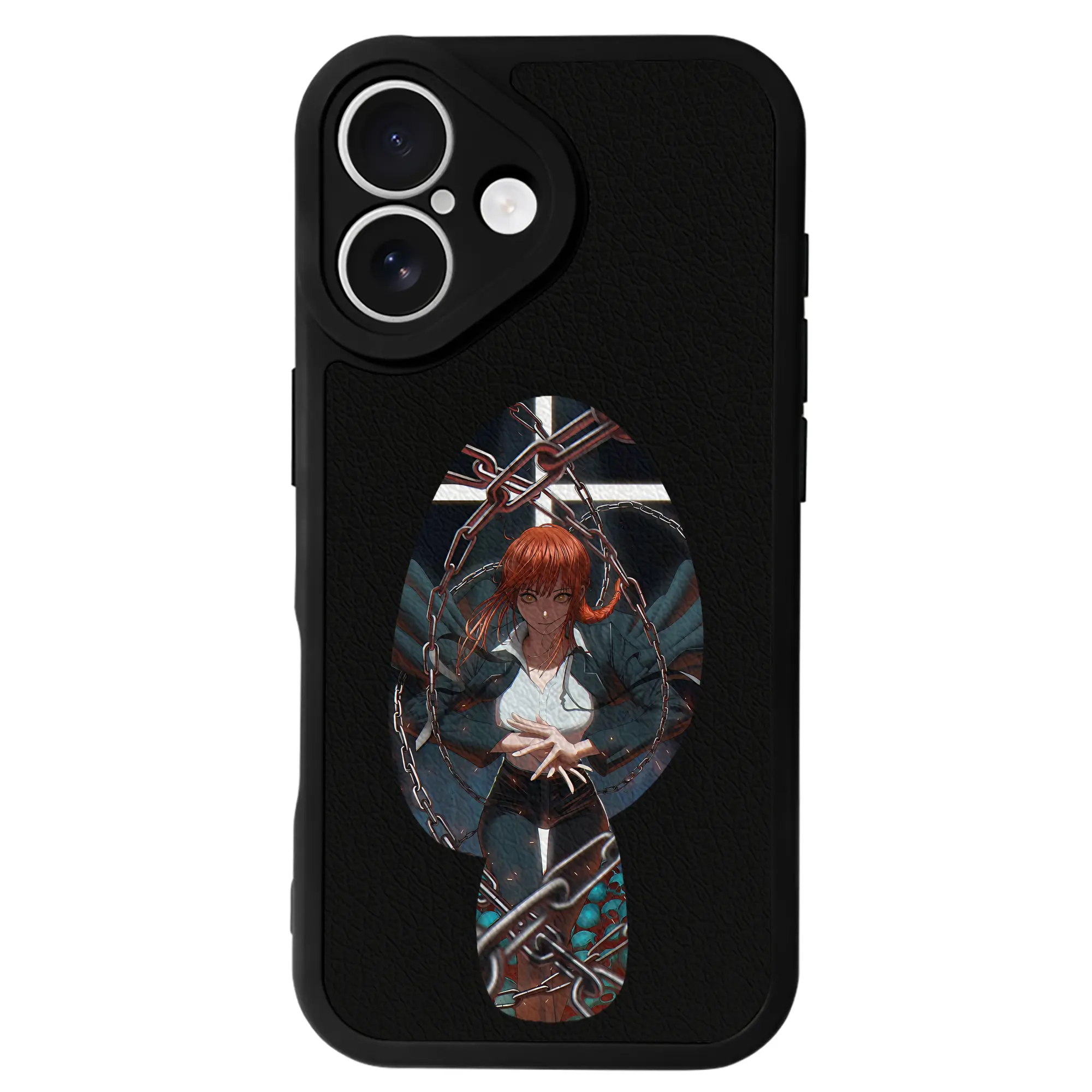 チェンソーマン グッズ,マキマ - IPhone 16シリーズ対応 ・ シリコンスマホケース ・ レザー調 ・ 高精度フィット ・ 耐衝撃 ・ ワイヤレス充電対応 ・ 精密カット